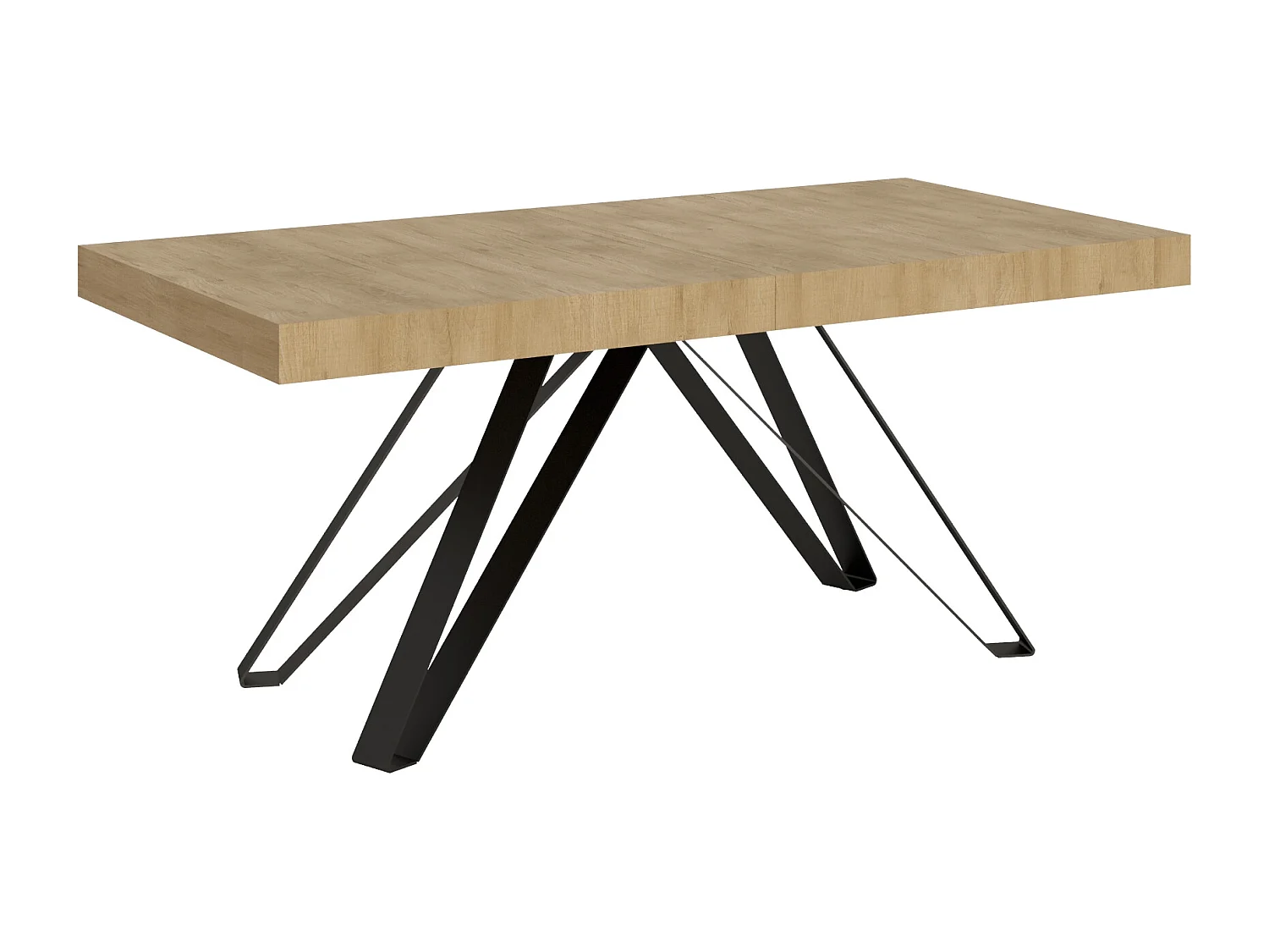 Uitschuifbare tafel 200/460x90 cm Terium natuur eiken met antraciete poten