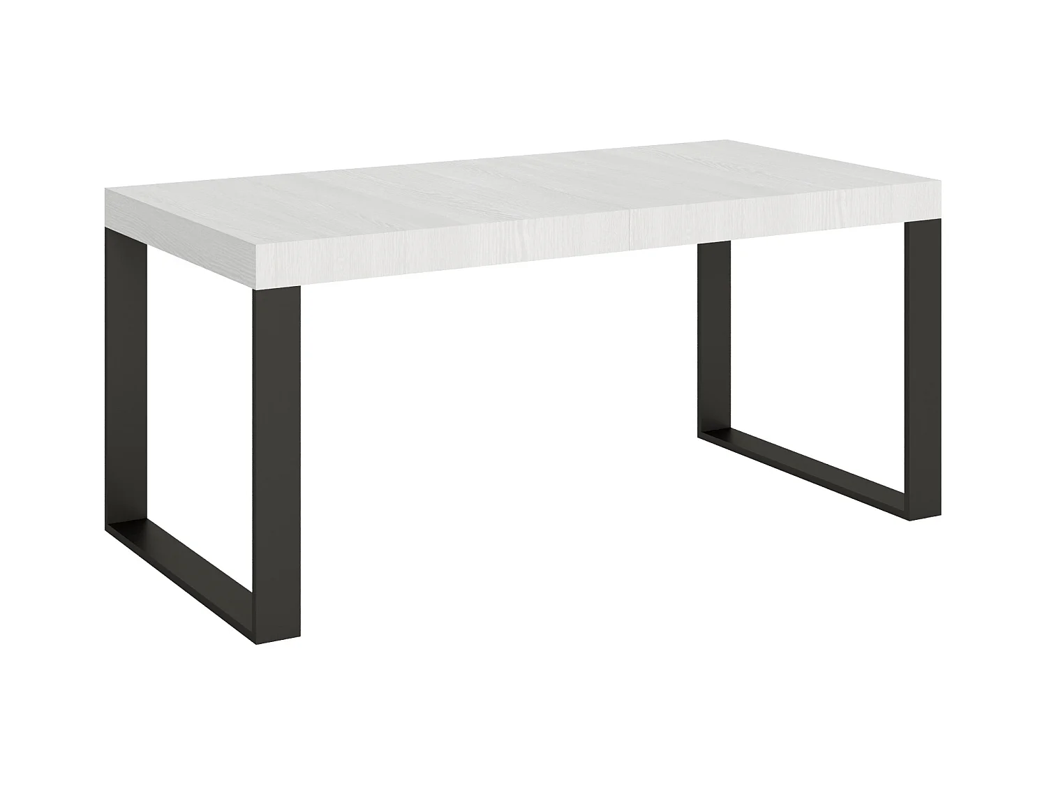 Ausziehbarer Tisch 200/460x90 cm Tecno Esche weiß mit anthrazitfarbenen Beinen