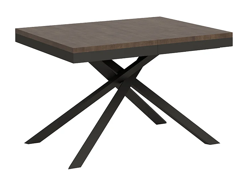 Table extensible 120/380x90 cm Karida Evolution noyer cadre et pieds anthracite