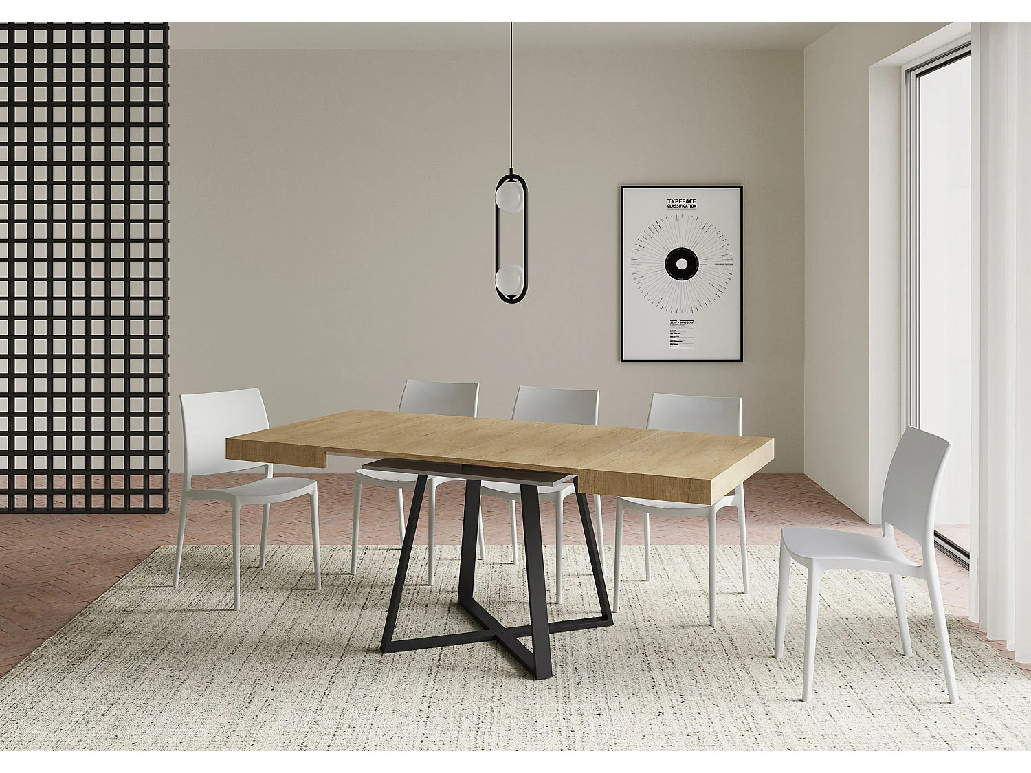 Ausziehtisch 90/194x90 cm Abbraccio Eiche Natur Tischbeine Anthrazit