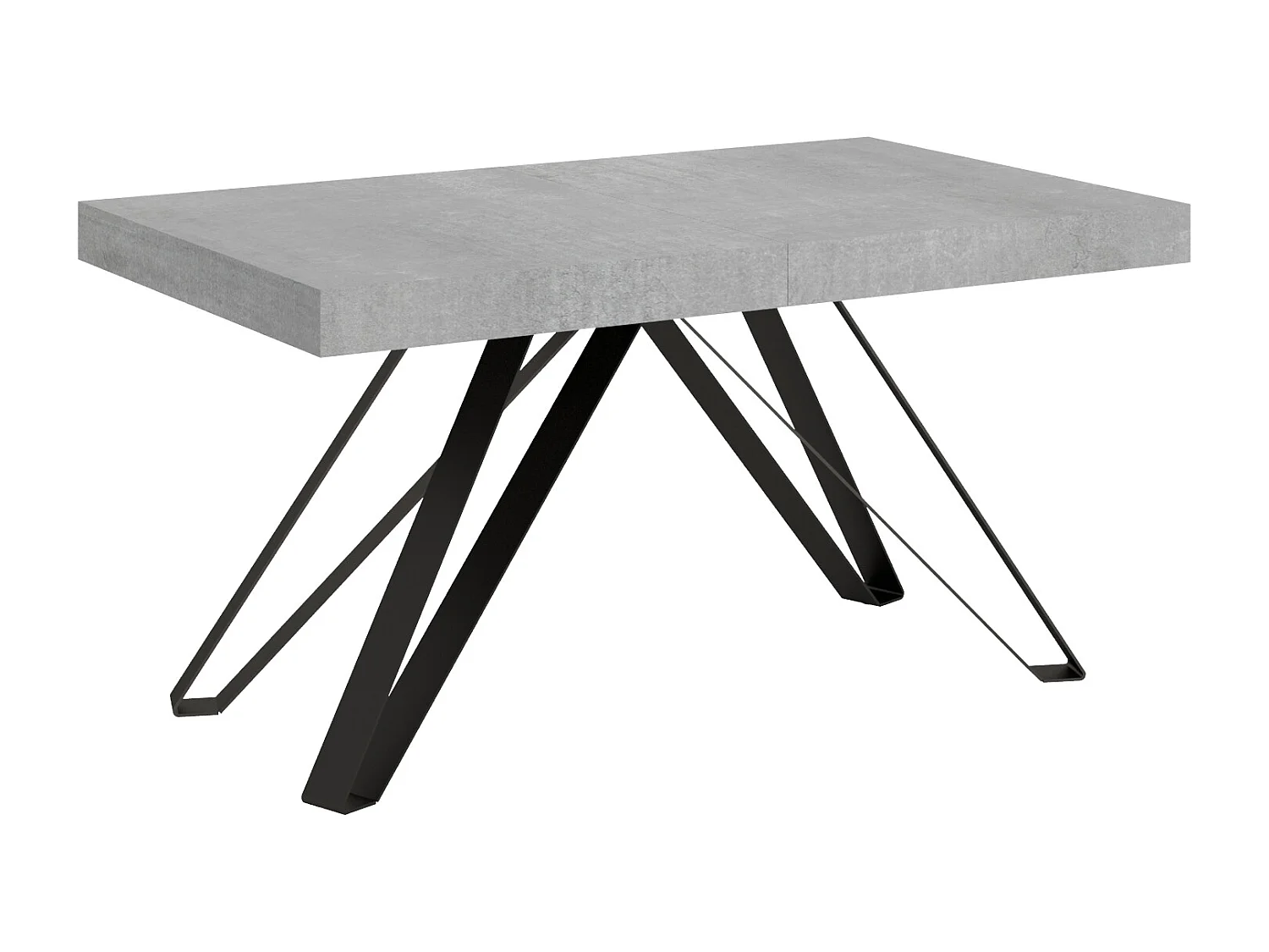 Uitschuifbare tafel 160/264x90 cm Terium cement met antraciete poten