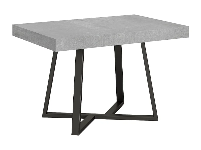 Table extensible 120/224x90 cm Zeplir gris béton pieds anthracite