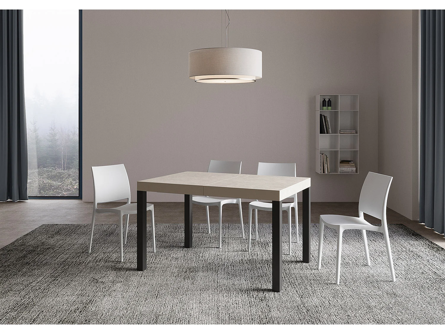 Table extensible 140/400x90 cm Everyday cachemire pieds anthracite