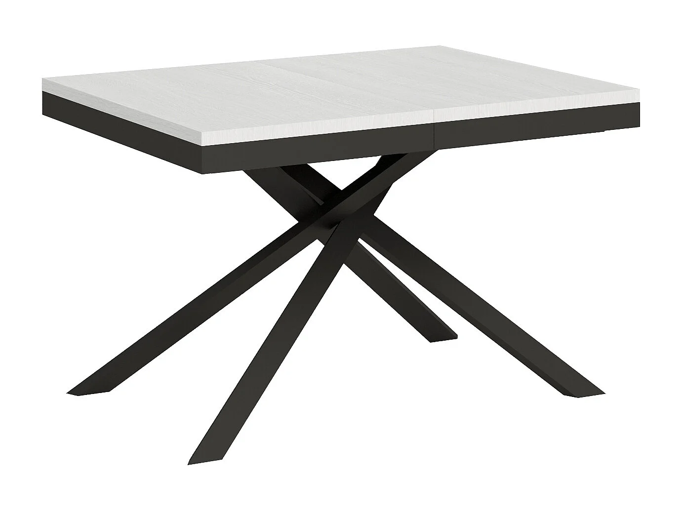 Table extensible 120/380x90 cm Karida Evolution frêne blanc cadre et pieds anthracite