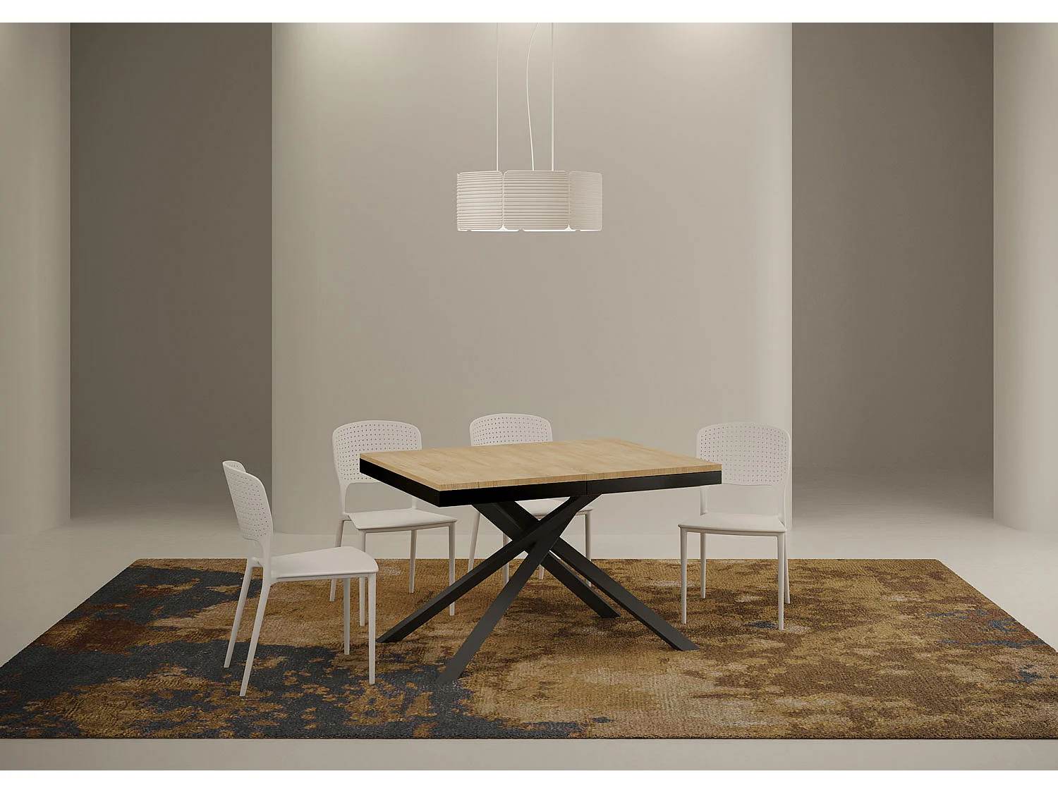 Table extensible 120/380x90 cm Karida Evolution chêne nature cadre et pieds anthracite