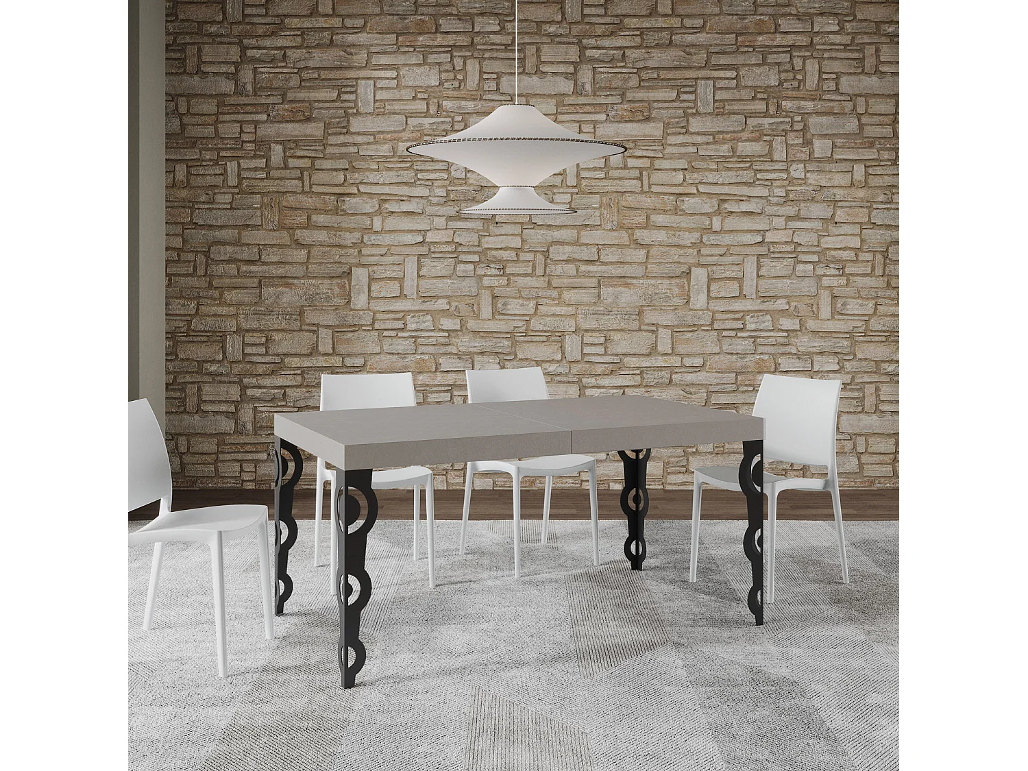 Stół rozkładany Karamay z kaszmiru 160/264x90 cm z nogami w kolorze antracytowym