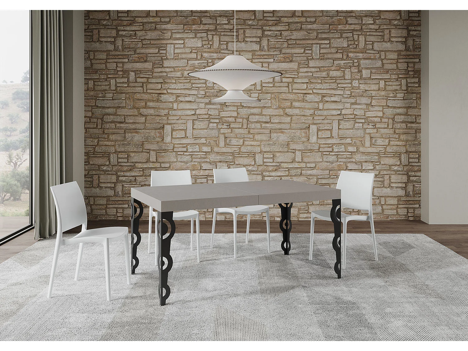 Stół rozkładany Karamay z kaszmiru 160/264x90 cm z nogami w kolorze antracytowym