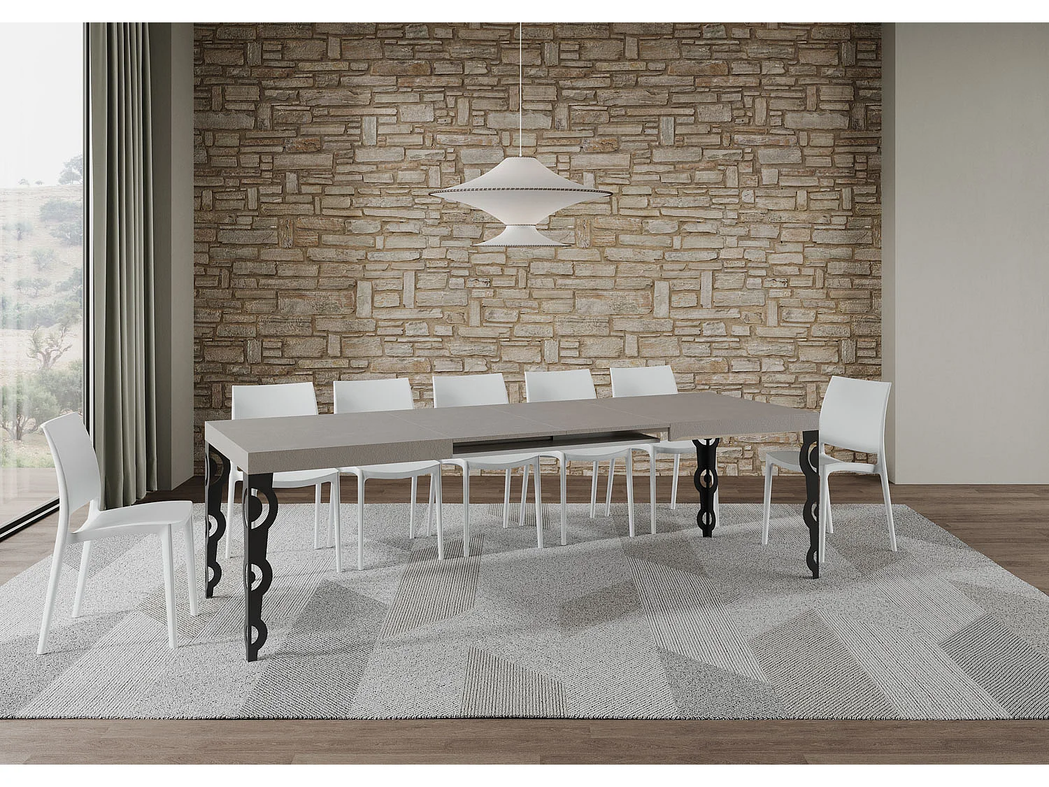 Stół rozkładany Karamay z kaszmiru 160/264x90 cm z nogami w kolorze antracytowym