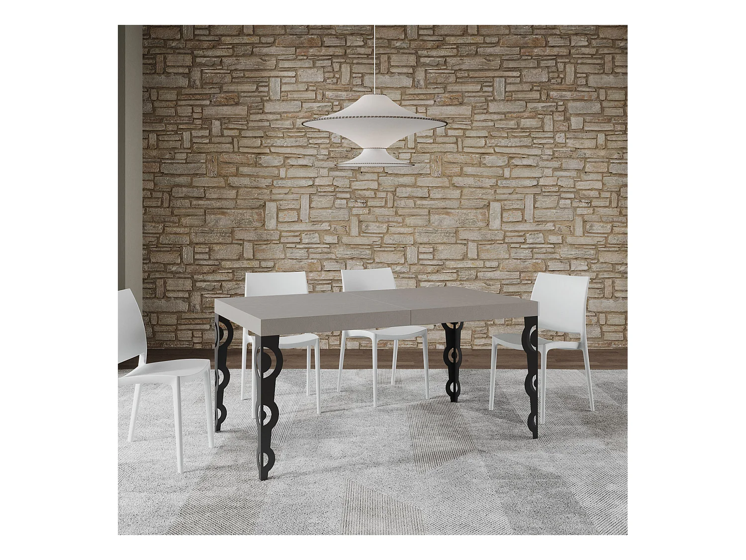 Table extensible 90x160/264 cm Karamay cachemire pieds anthracite