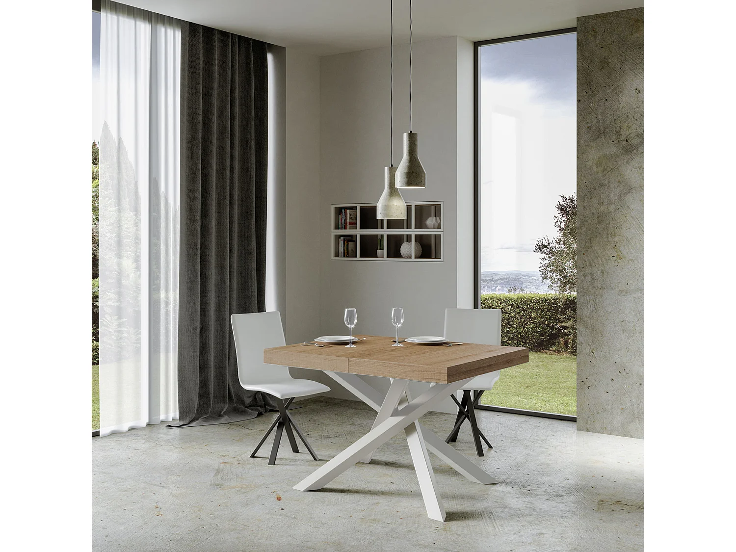 Volantis extendable table 140/244x90 cm natural oak white legs