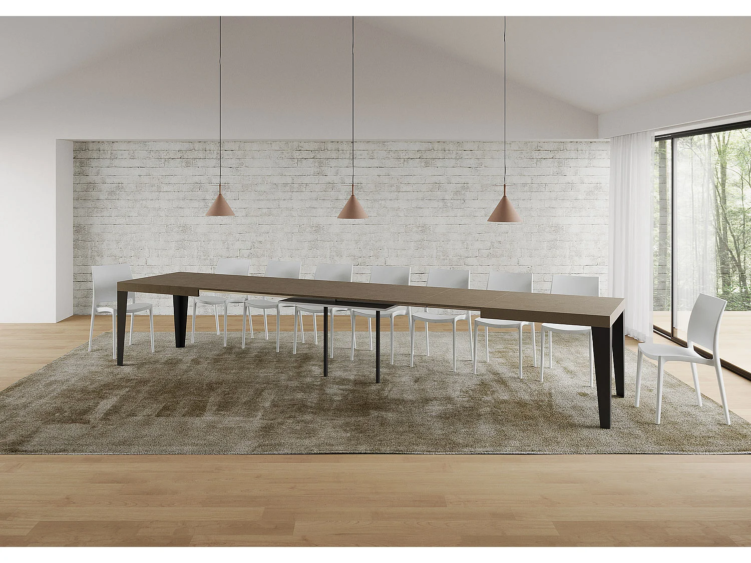 Mesa extensible 90x200/460 cm Flame gris paloma patas antracita