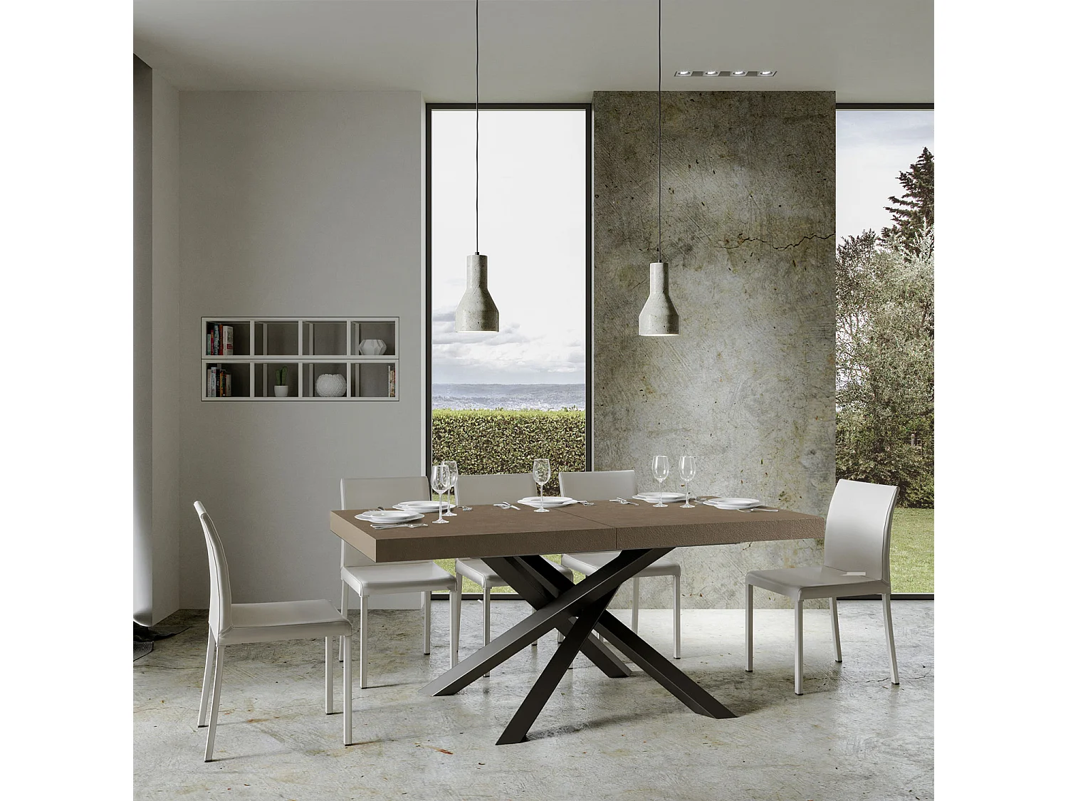 Volantis dove grey extendable table 200/304x90 cm with anthracite legs
