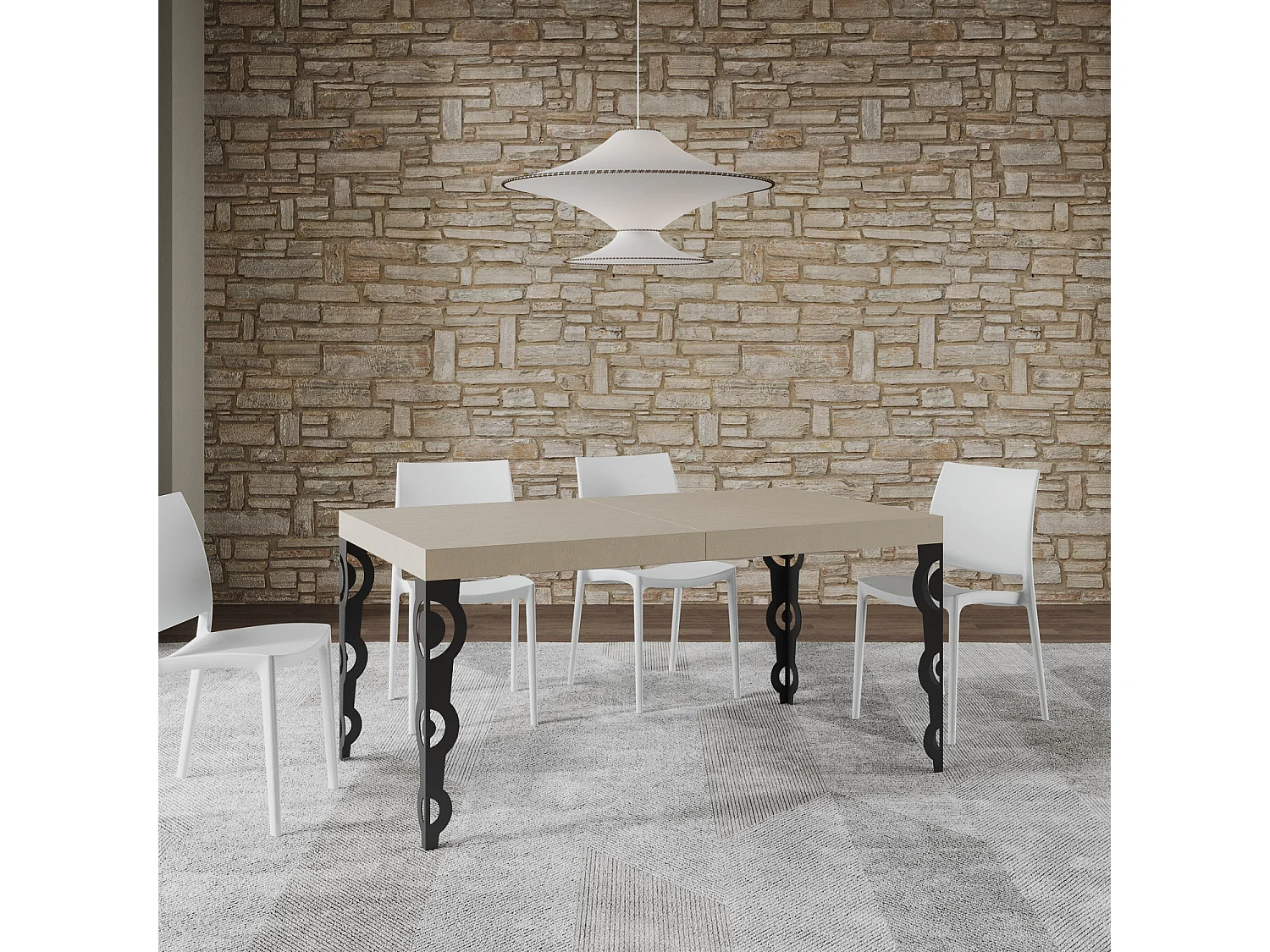 Table extensible 160/244x80 cm Karamay cachemire pieds anthracite