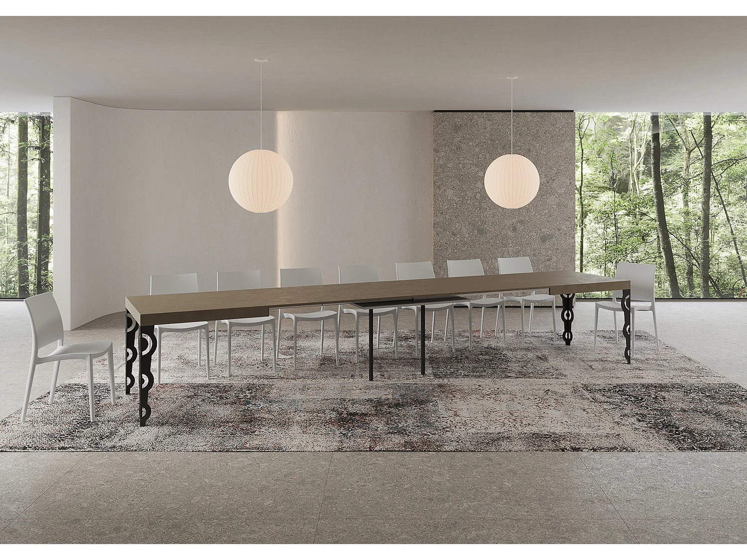 Karamay extendable table 200/460x90 cm dove gray with anthracite legs