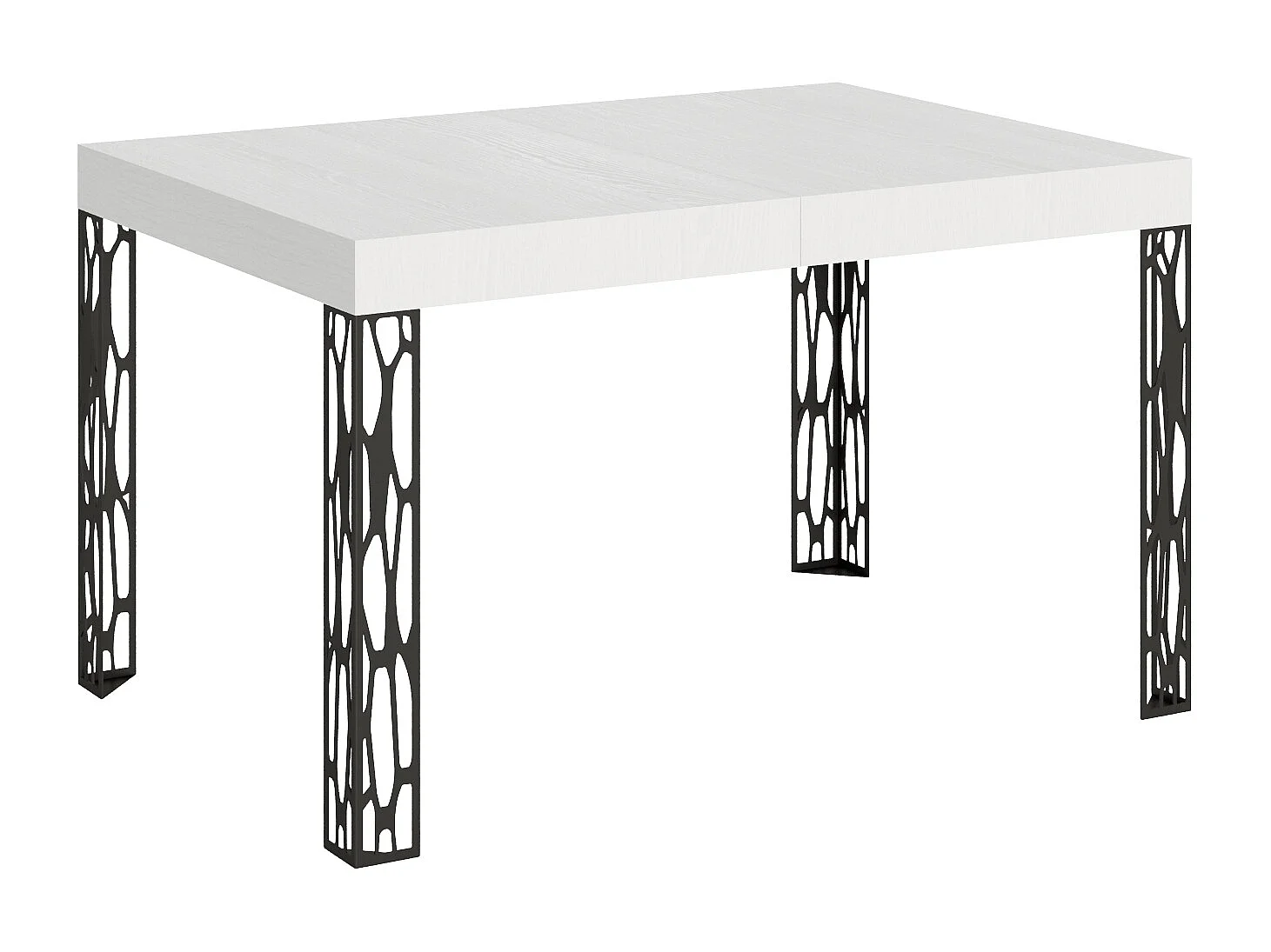 Table extensible 80x140/224 cm Ghibli Frêne Blanc cadre Anthracite