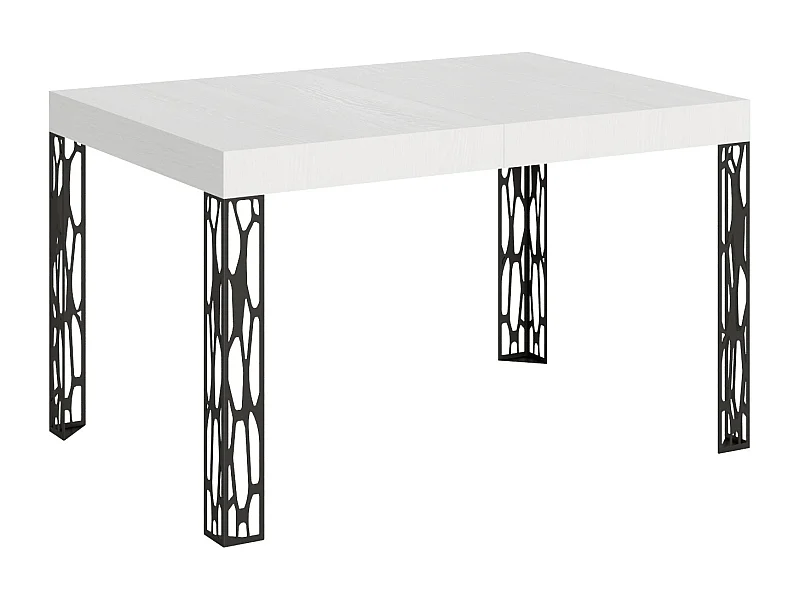 Table extensible 80x140/224 cm Ghibli Frêne Blanc cadre Anthracite