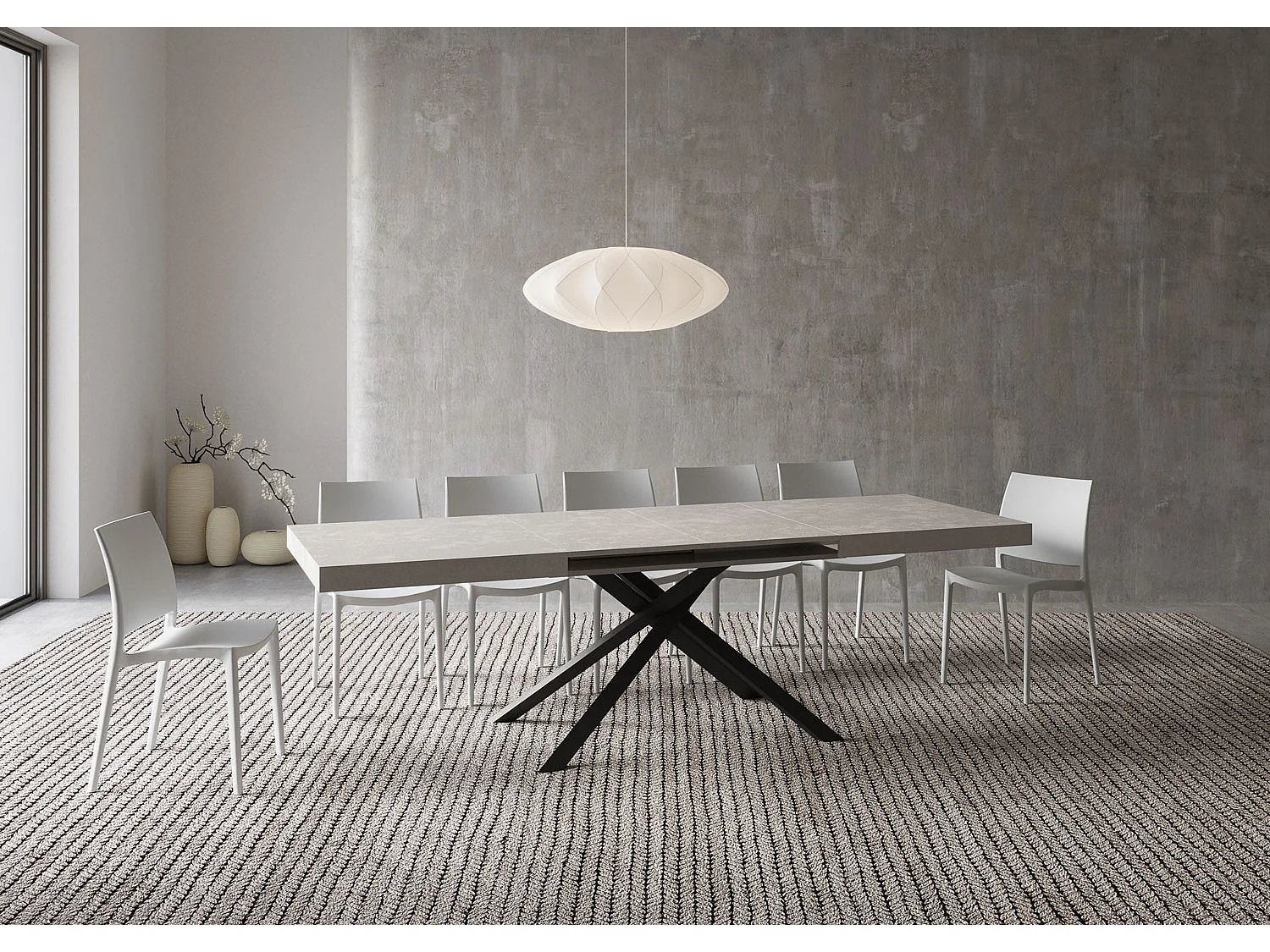 Ausziehtisch 90x160/264 cm Karida Kaschmir mit Eisenrahmen aus Anthrazit