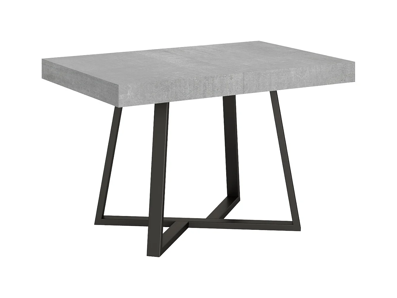 Table extensible 80x120/204 cm Zeplir gris béton pieds anthracite