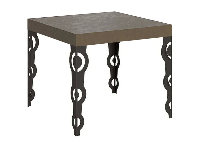Table extensible 90/246x90 cm Karamay taupe pieds anthracite