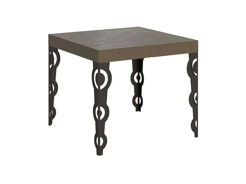 Table extensible 90x90/246 cm Karamay taupe pieds anthracite