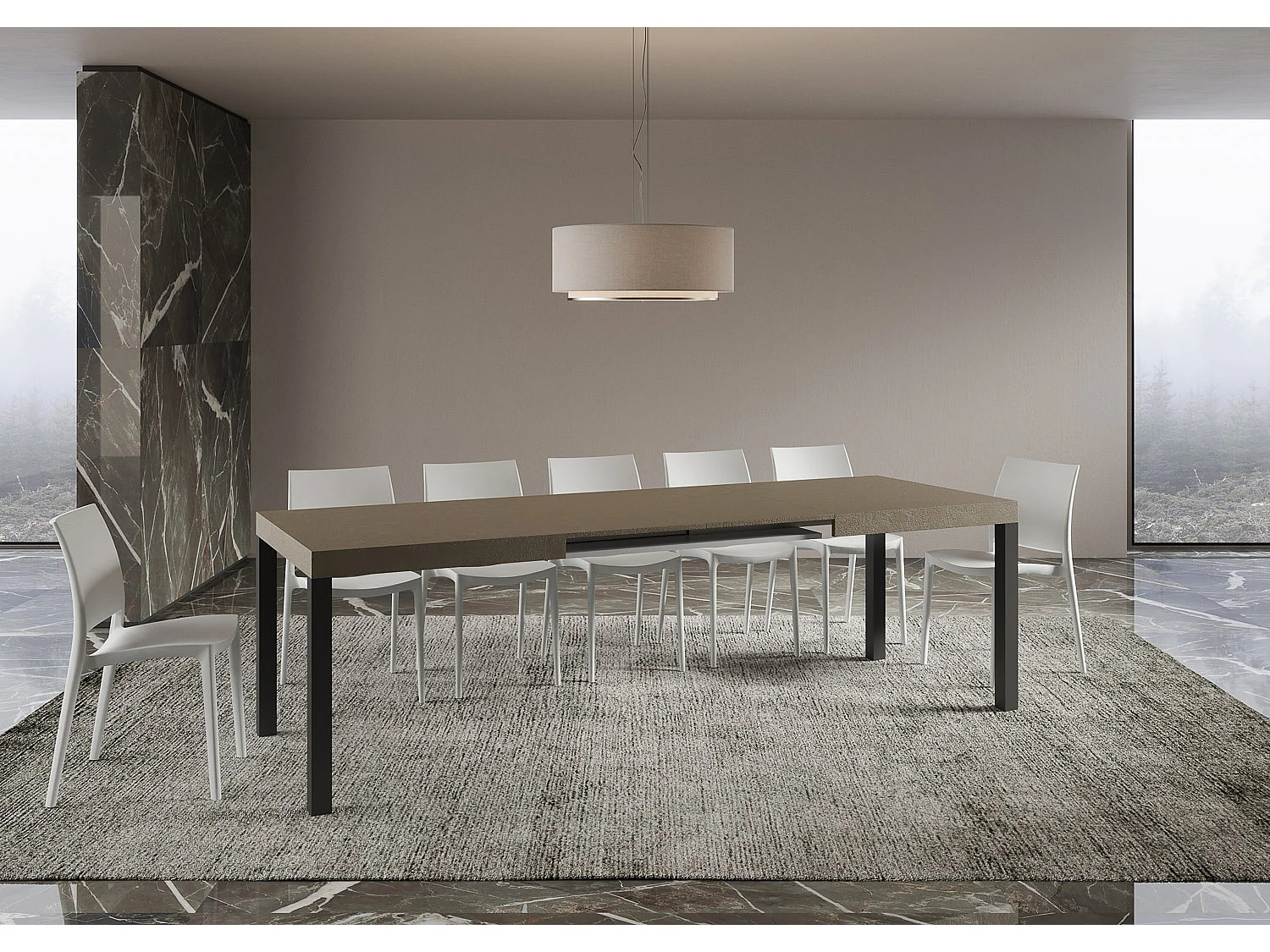 Table extensible 160/264x90 cm Everyday taupe pieds anthracite