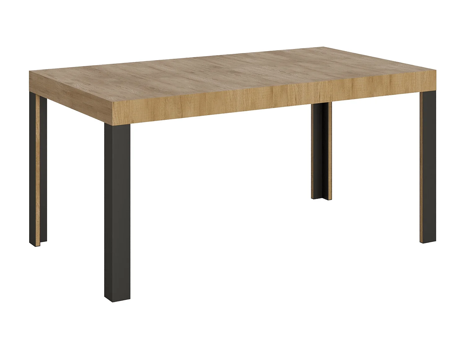 Table extensible 80x160/244 cm Linea Chêne Nature cadre Anthracite
