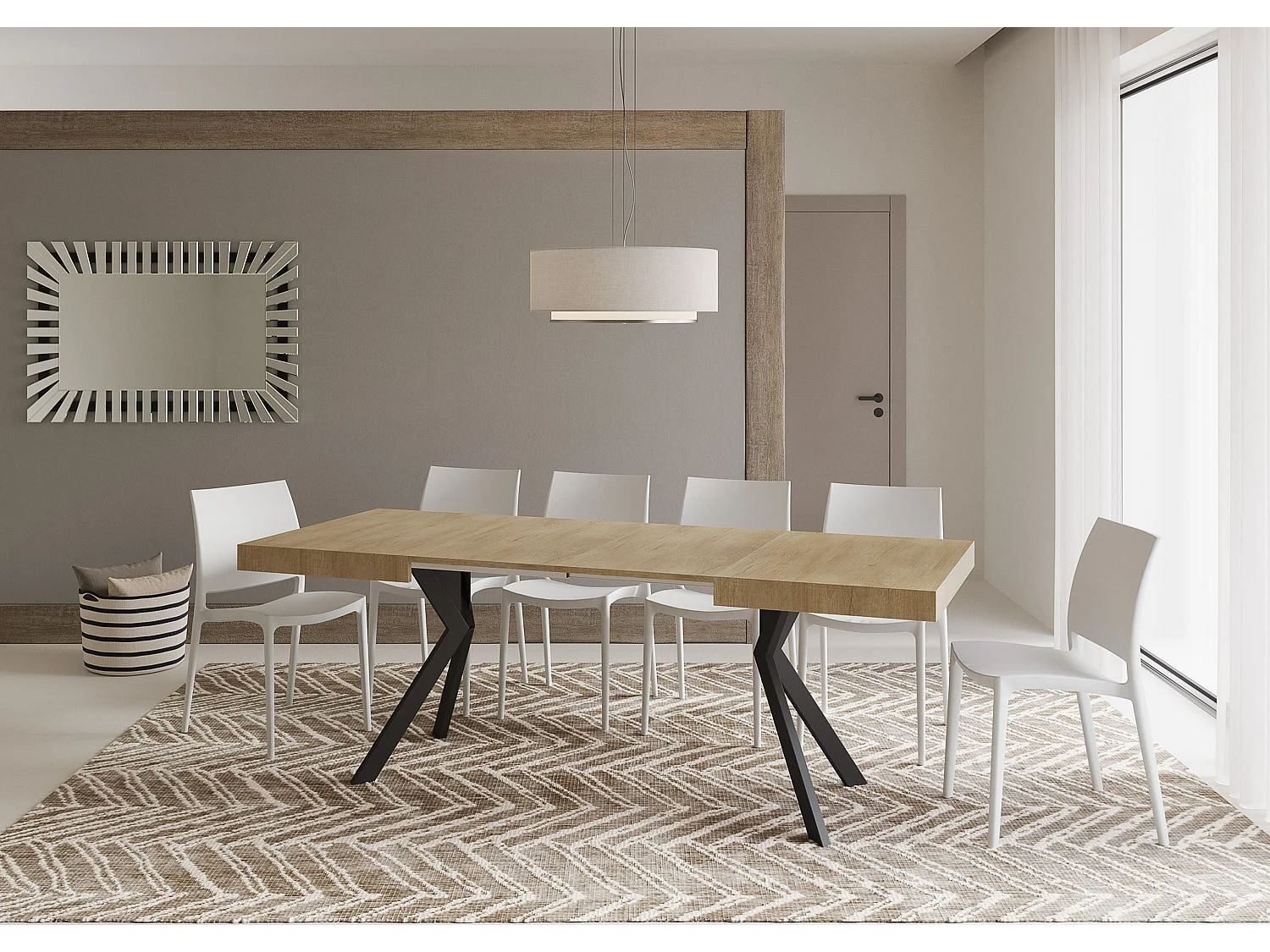 Uitschuifbare tafel 80x120/204 cm Dolcezza natuur eiken frame antraciet