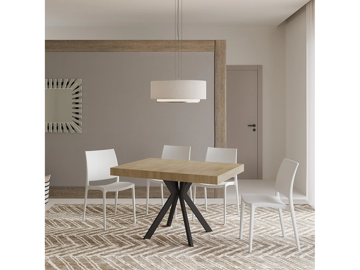 Uitschuifbare tafel 80x120/204 cm Dolcezza natuur eiken frame antraciet