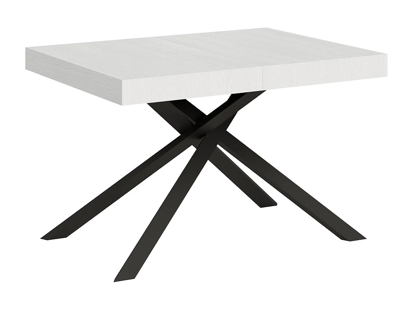 Table extensible 120/380x90 cm Karida frêne blanc pieds anthracite