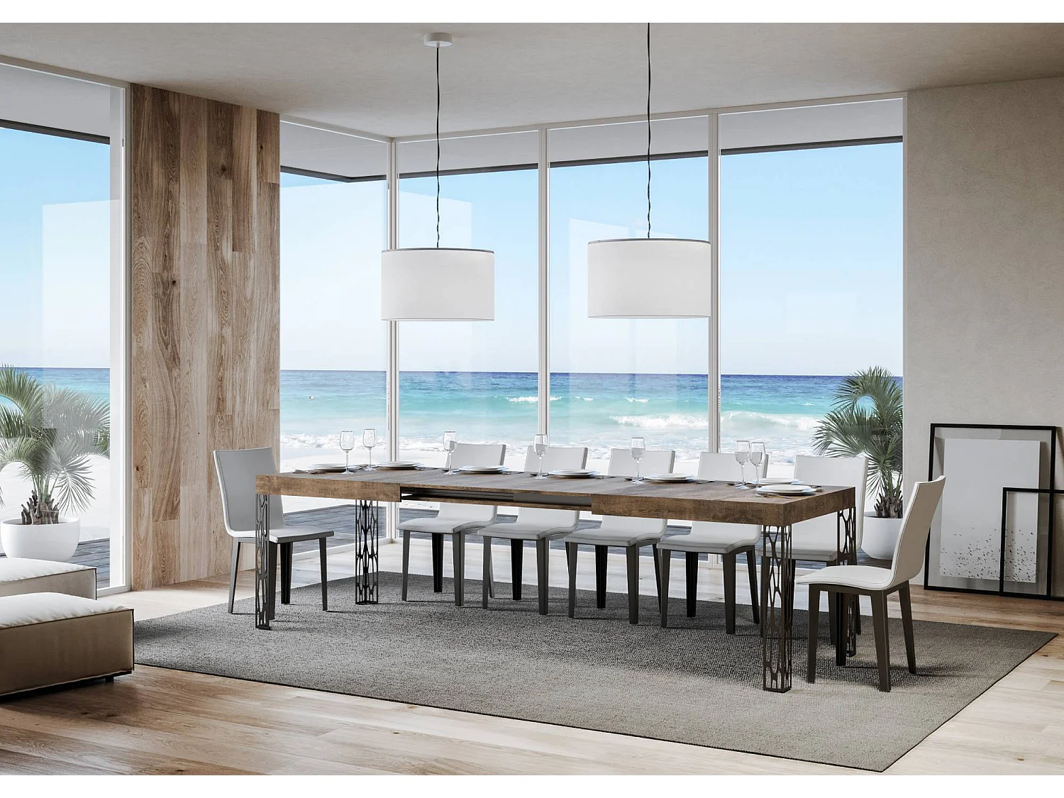 Table extensible 80x160/244 cm Ghibli Noyer cadre Anthracite