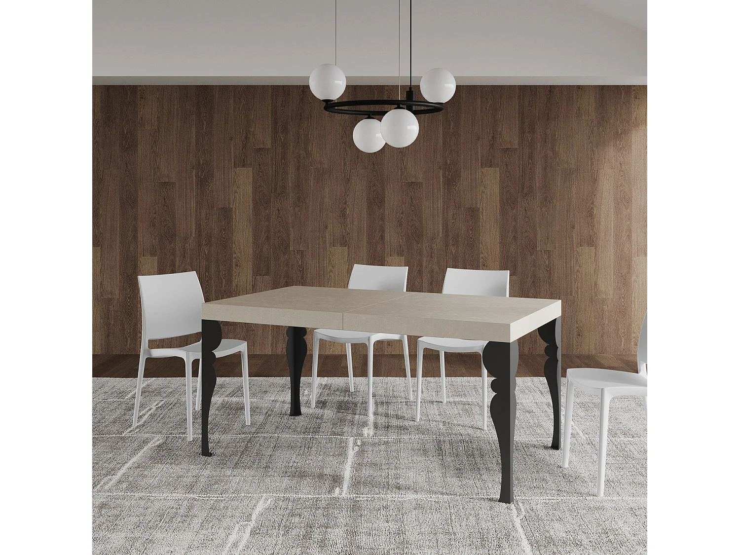 Paxon Cashmere udtræksbord 160/244x80 cm med antracitgrå ben