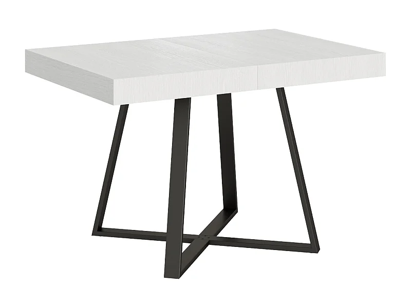 Table extensible 120/224x90 cm Abbraccio effet bois, frêne blanc pieds anthracite
