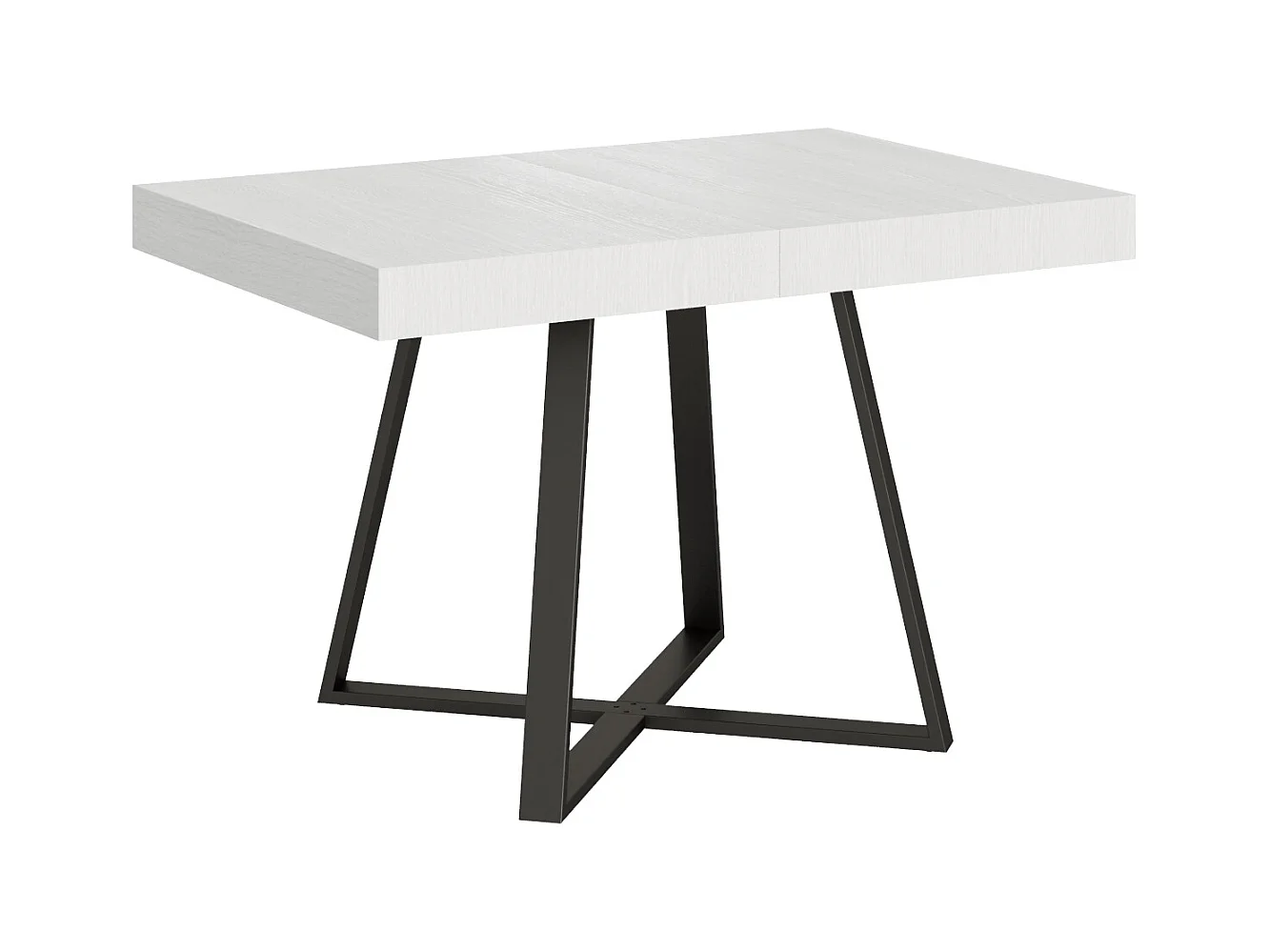 Table extensible 90x120/224 cm Abbraccio frêne blanc pieds anthracite