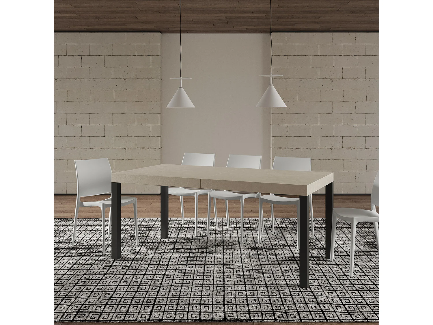 Table extensible 200/460x90 cm Everyday cachemire pieds anthracite