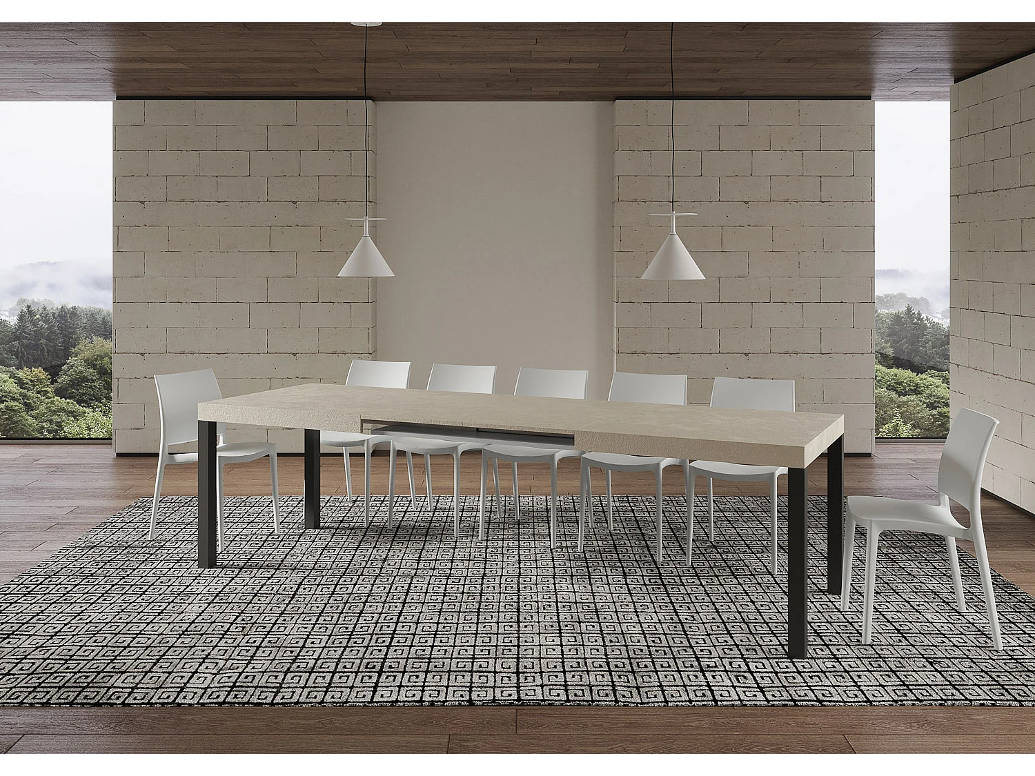 Table extensible 200/460x90 cm Everyday cachemire pieds anthracite