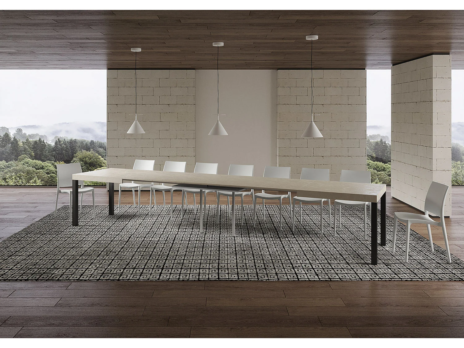 Mesa de jantar extensível 200/460x90 cm Everyday caxemira pernas antracite