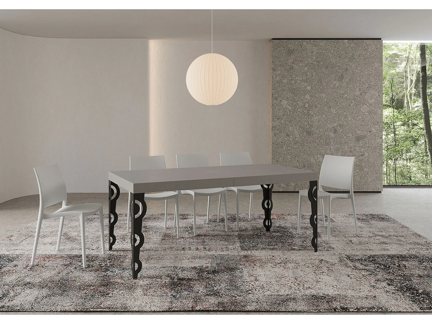 Stół rozkładany Karamay z kaszmiru 200/304x90 cm z nogami w kolorze antracytowym