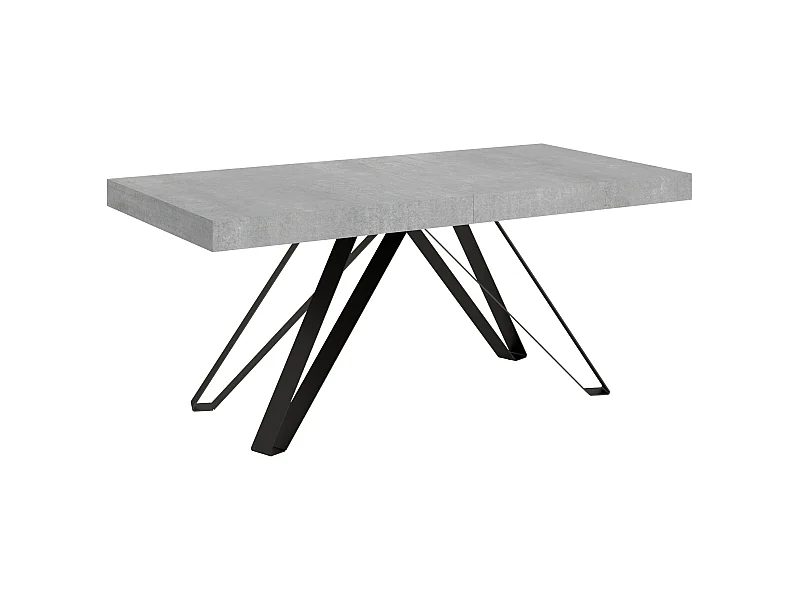 Table extensible 90x200/460 cm Terium gris béton pieds anthracite