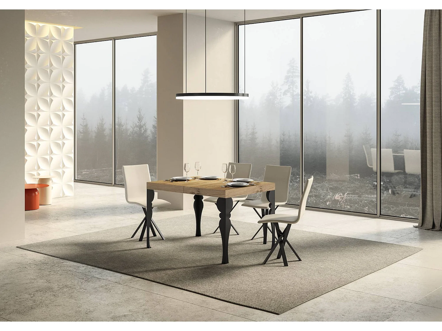 Paxon udtræksbord 140/400x90 cm natureg med antracitgrå ben