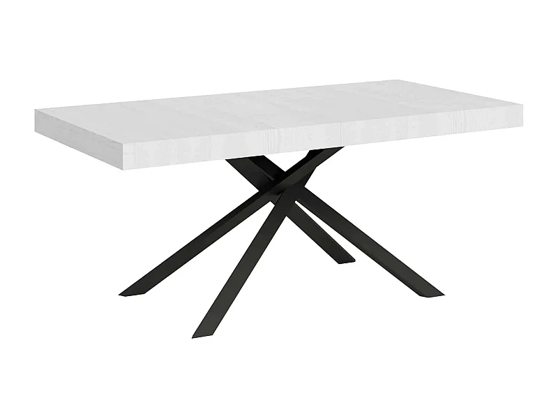Uitschuifbare tafel 160/244x80 cm Karida eiken wit met wit poten