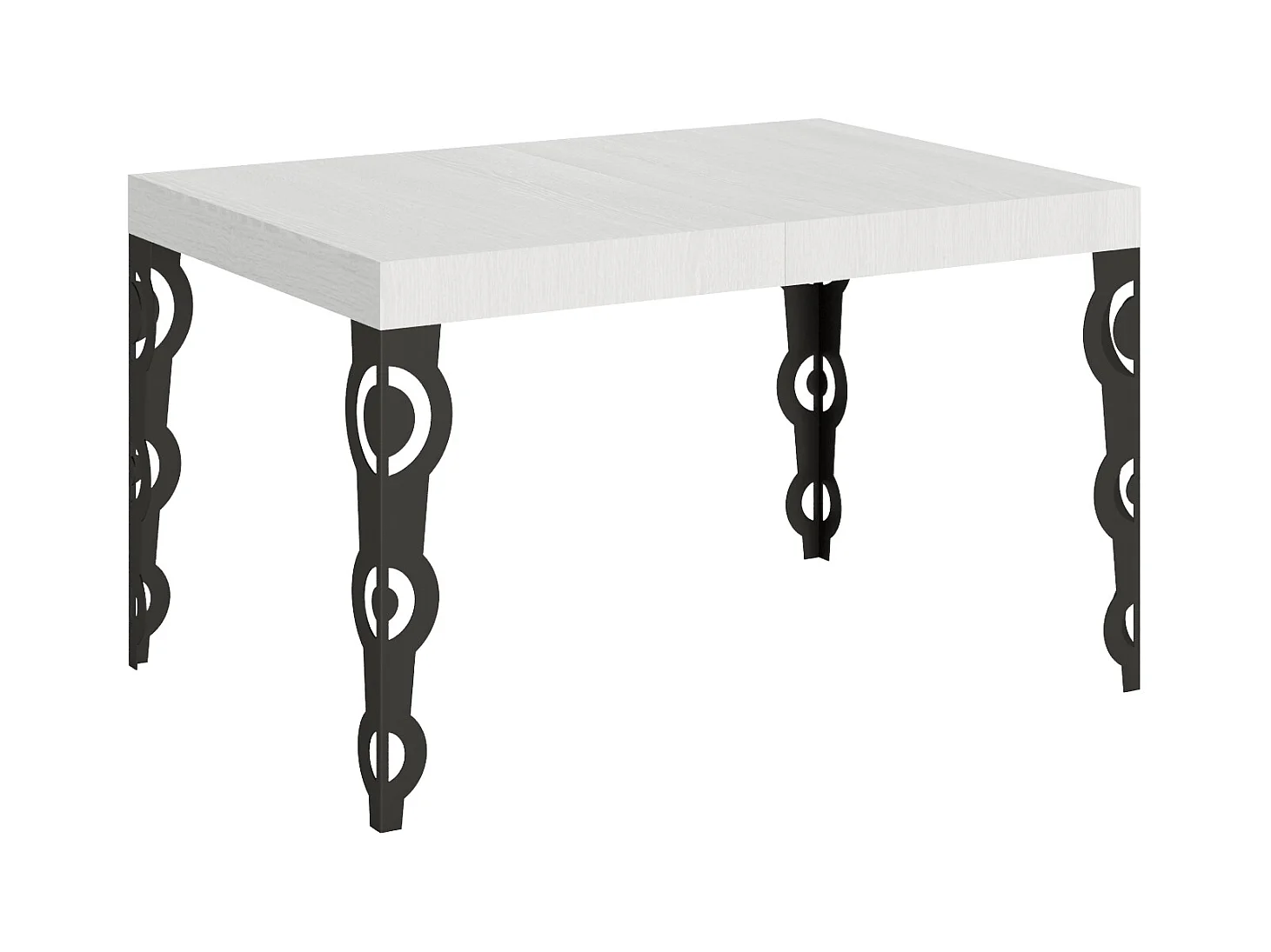 Table extensible 80x140/224 cm Karamay Frêne Blanc cadre Anthracite