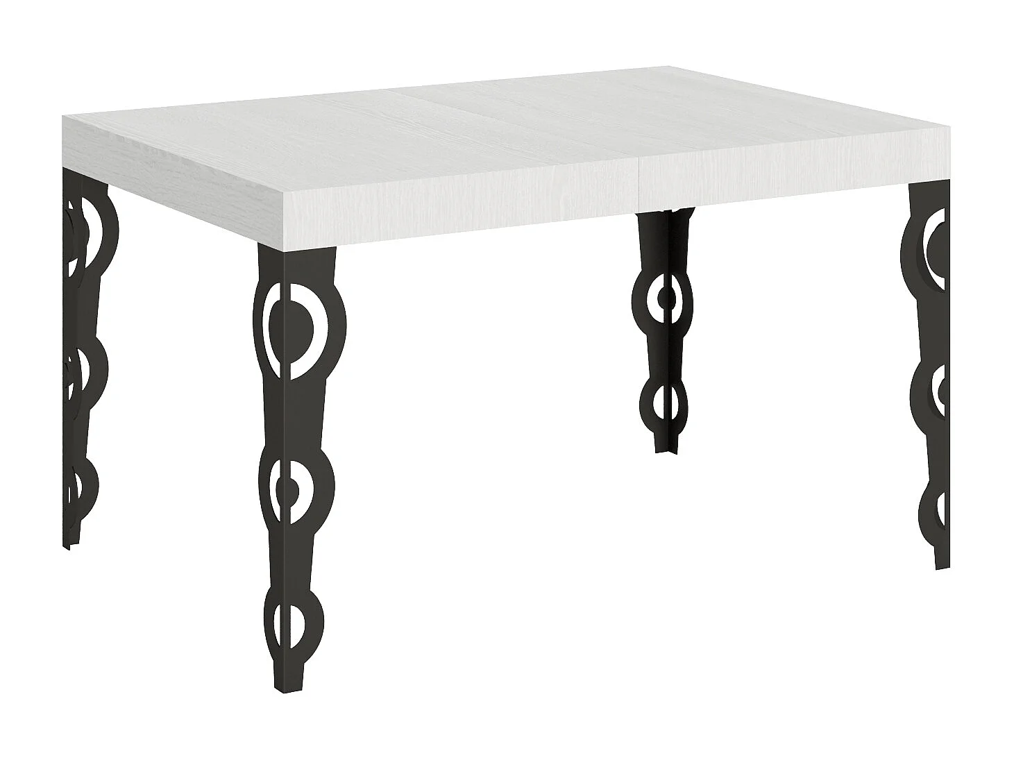 Table extensible 140/224x80cm Karamay frêne blanc pieds anthracite