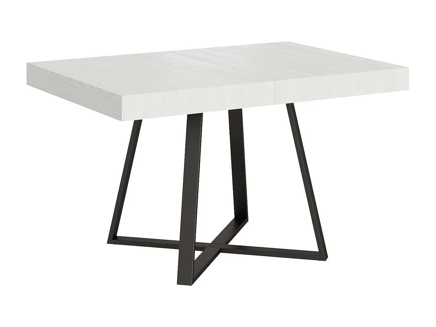 Table extensible 130/390x90 cm Abbraccio effet bois, frêne blanc pieds anthracite