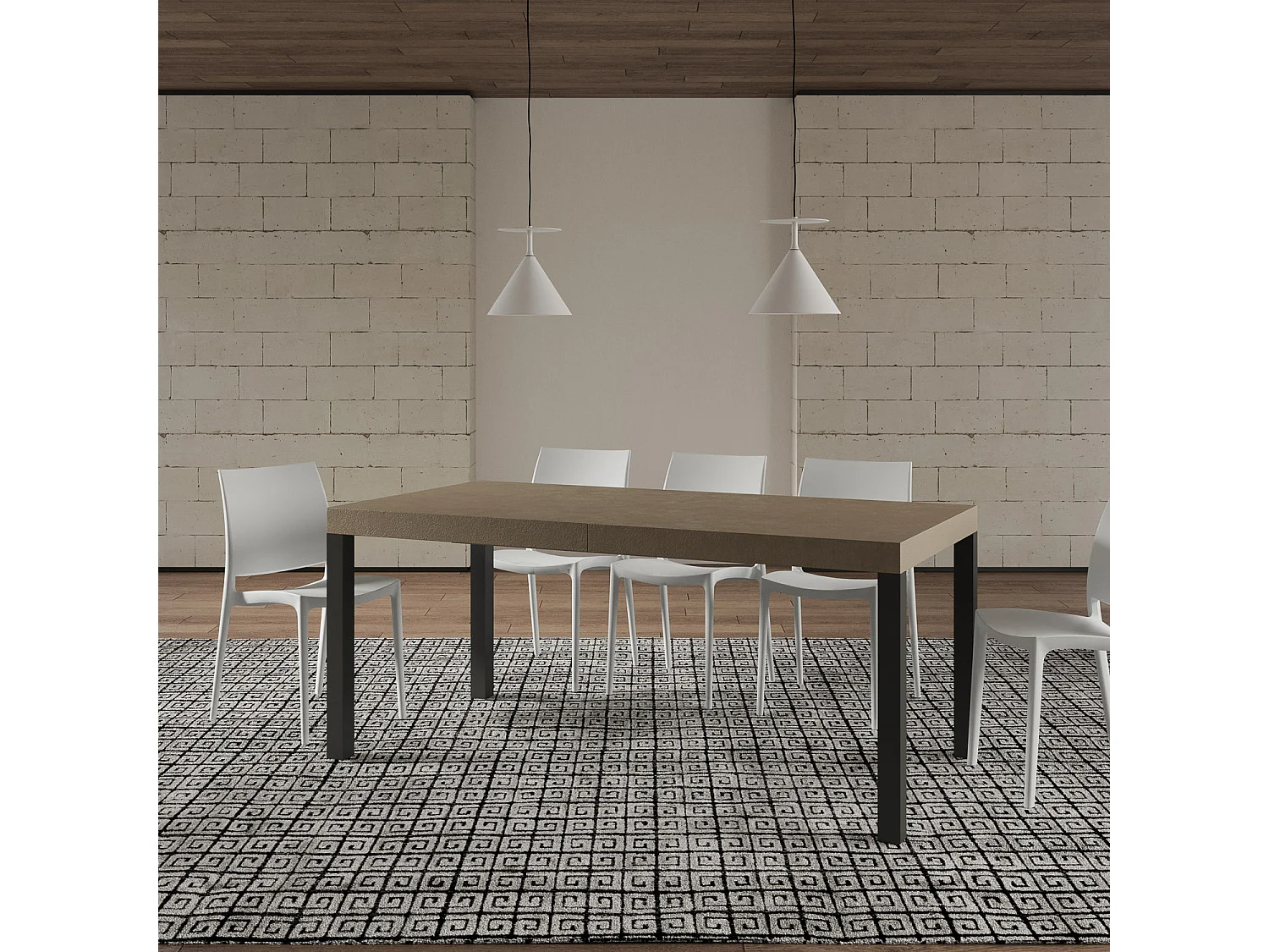 Stół rozkładany Everyday 200/460x90 cm, gołębia szarość, nogi antracytowe
