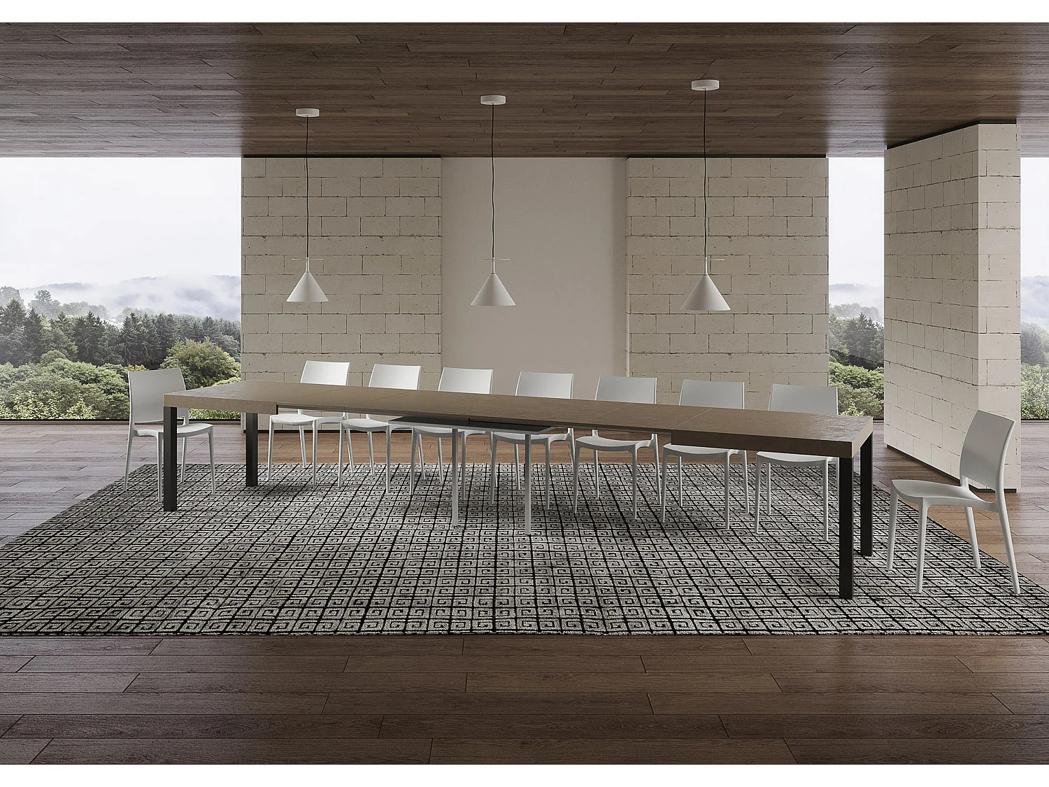 Stół rozkładany Everyday 200/460x90 cm, gołębia szarość, nogi antracytowe