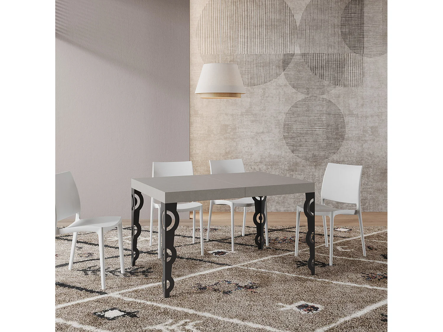 Karamay Kasjmier Uitschuifbare Tafel 140/224x80cm met Antraciet Poten