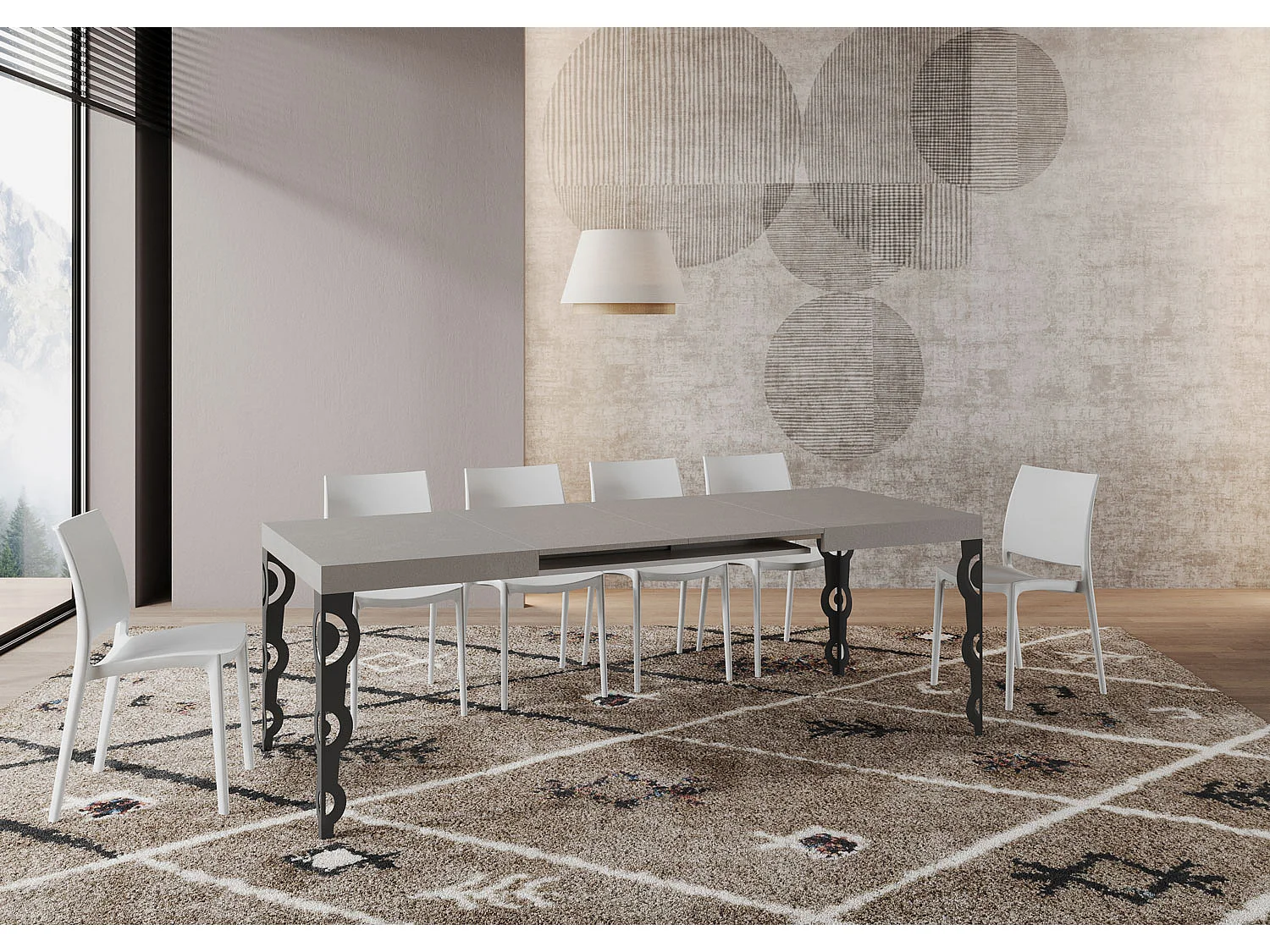 Karamay Kasjmier Uitschuifbare Tafel 140/224x80cm met Antraciet Poten