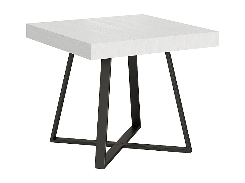 Uitschuifbare tafel 90x90/194 cm Abbraccio eiken wit frame antraciet