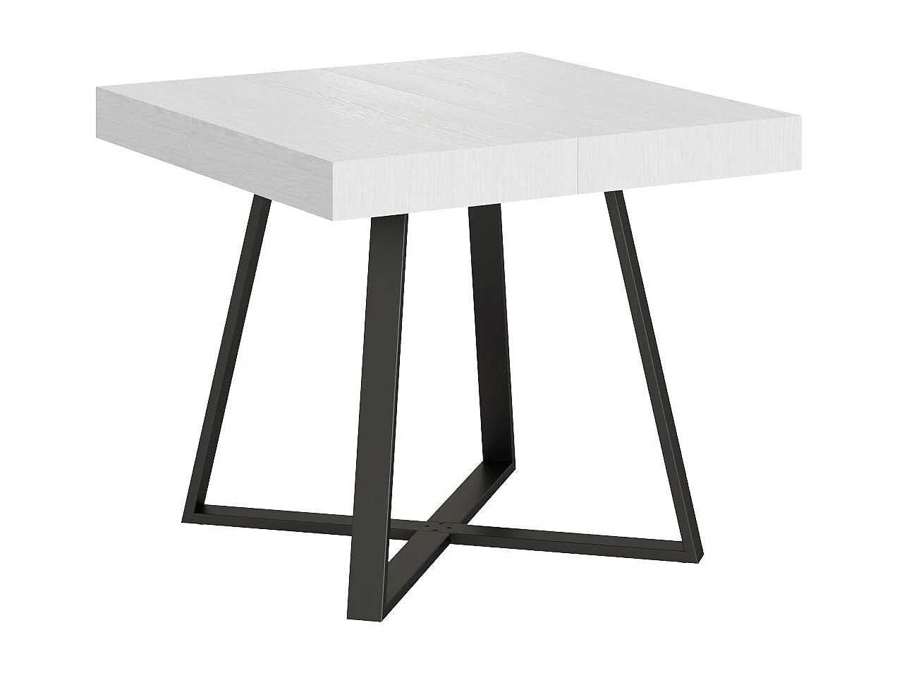 Table extensible 90/194x90 cm Abbraccio effet bois, frêne blanc pieds anthracite