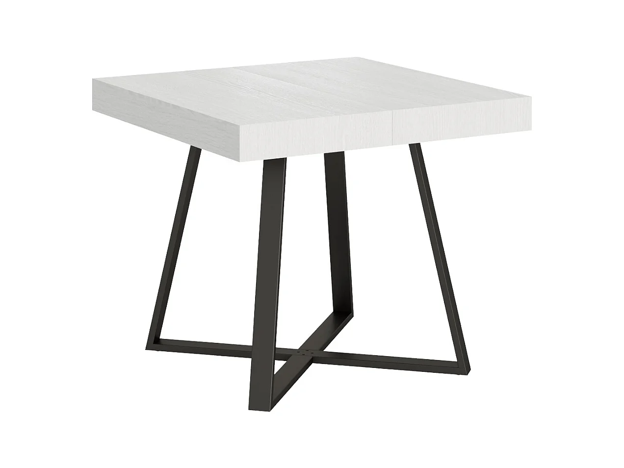 Table extensible 90x90/194 cm Abbraccio frêne blanc pieds anthracite